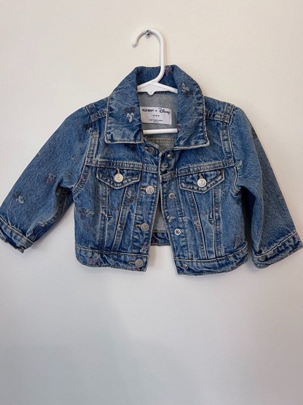 Old Navy x Disney Toddler Girls Minnie & Mickey Mouse Denim Jacket - 12-18M